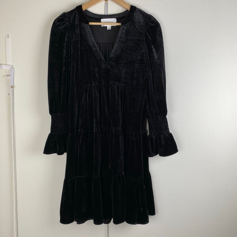 Tuckernuck Pomander Place Kenzo Black Velvet Mini Dress S - Picture 7 of 14